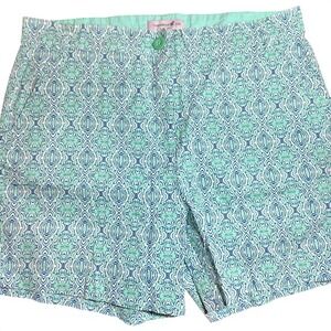 Caribbean Joe Printed Shorts Size 10 Blue Green summer beach‎ resort wear